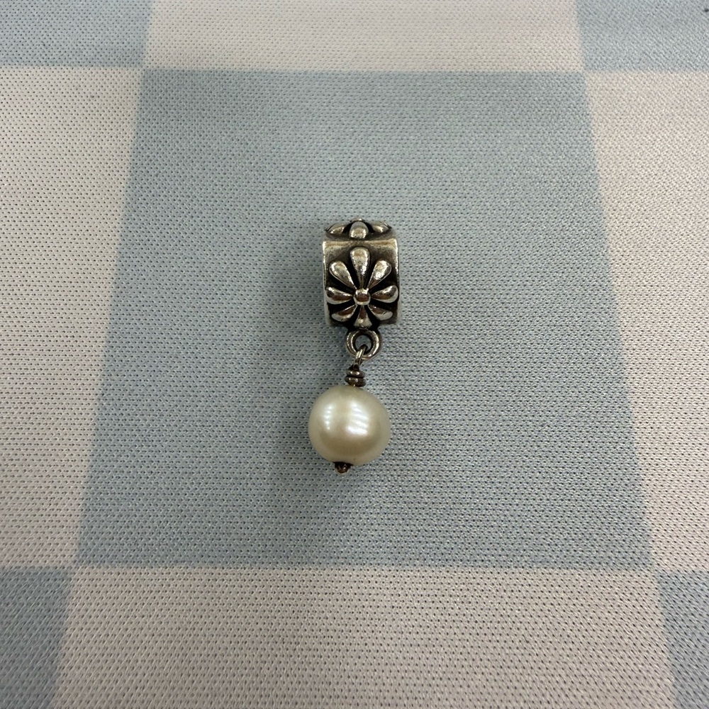 Authentic Pandora Bead Flower With Pearl Dangle